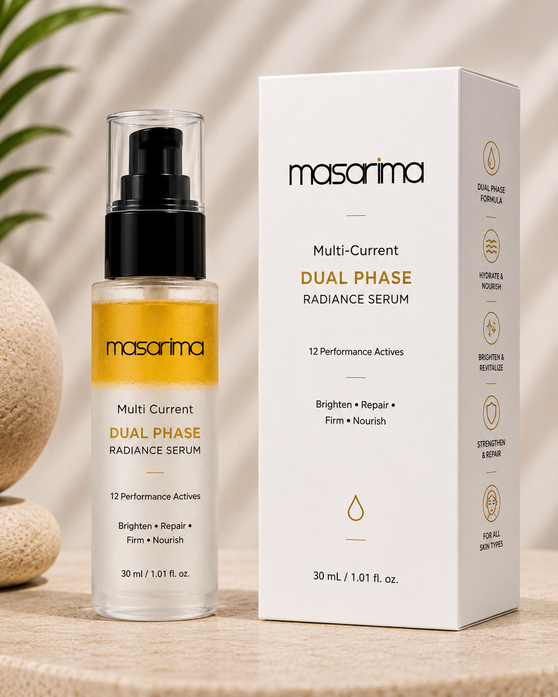 Masarima Multi-Current Dual Phase Radiance Serum With 12 Performance Actives | 30 ml